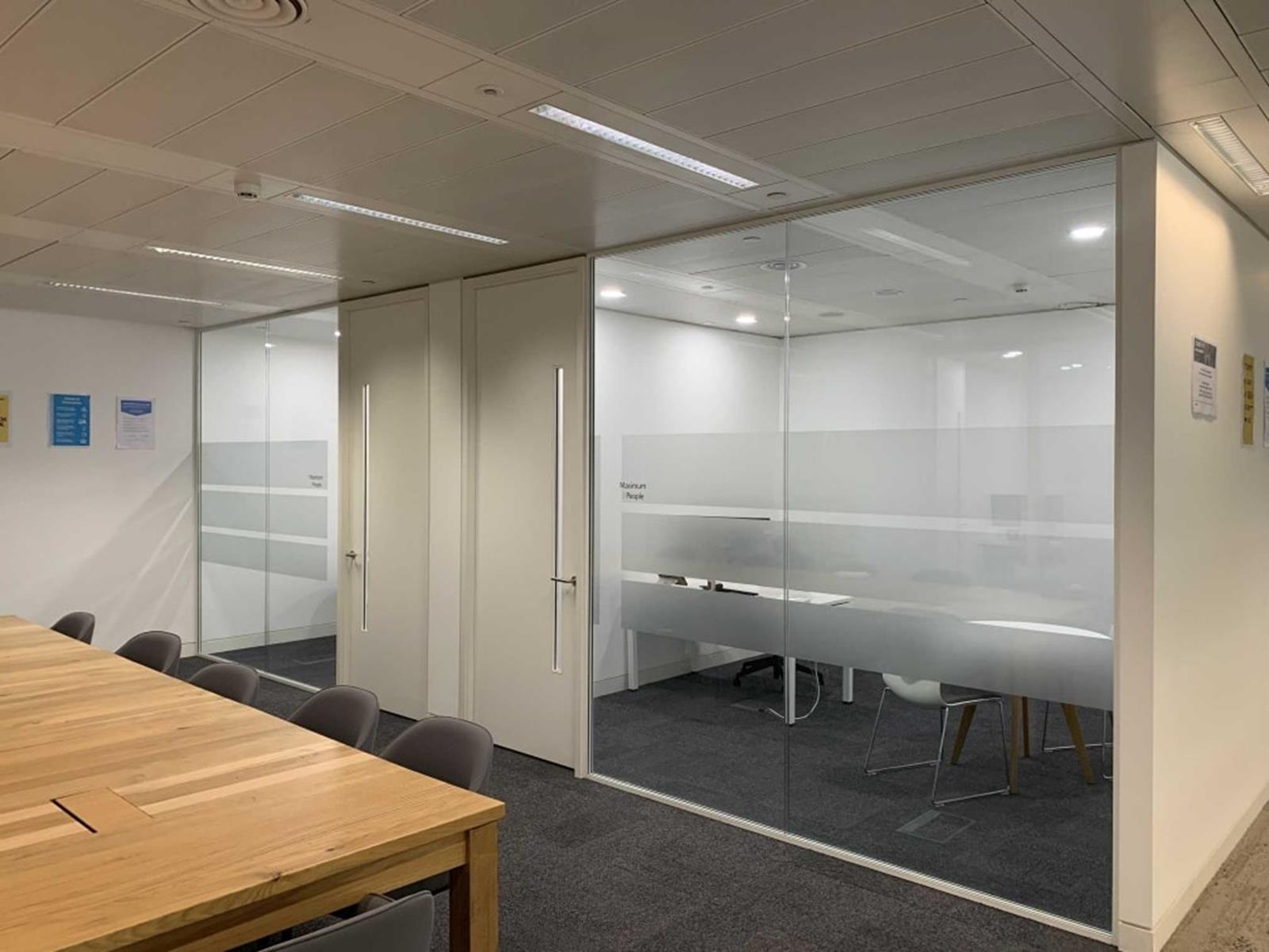 glass partition walls for an office with separate rooms