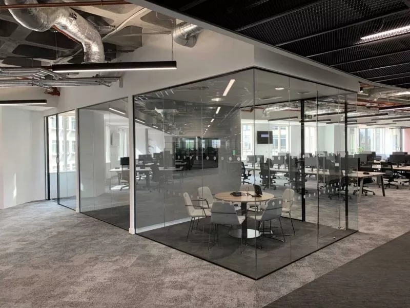 Glass office partitions